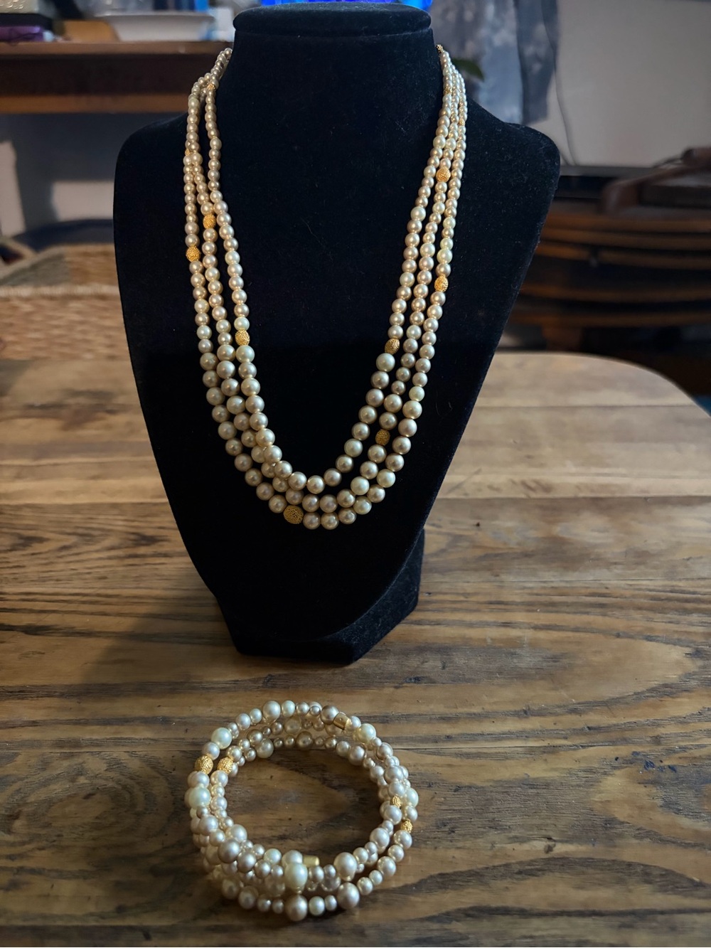 Caralee Classic Ivory Pearl Multi-Strand Necklace & Bracelet Set